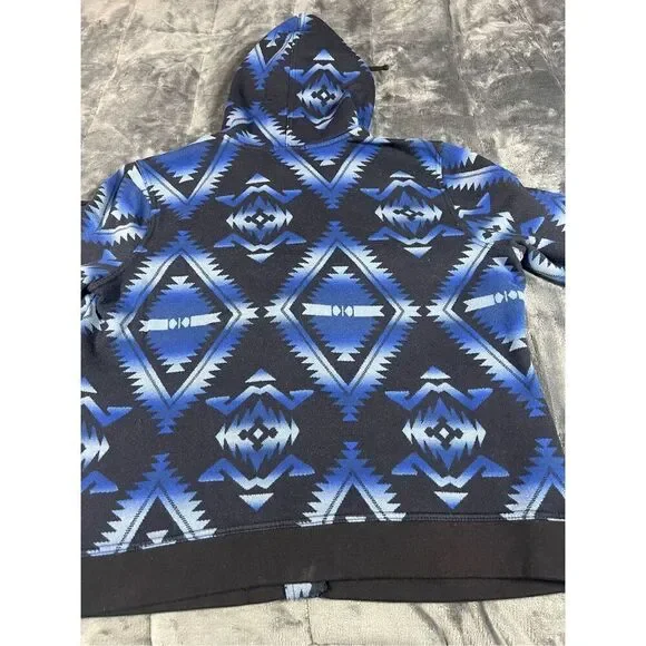 Lauren, Ralph Lauren Vintage women’s geometric print button up hooded sweater si - Picture 6 of 7